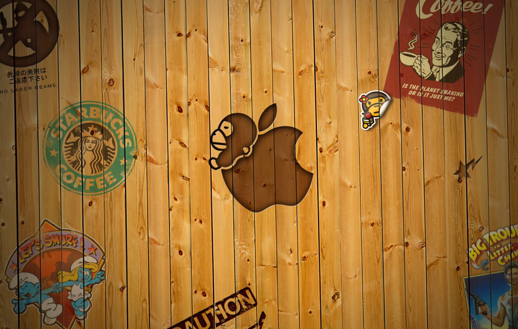 Wooden Apple Tech at 640 x 960 iPhone 4 size wallpapers HD quality