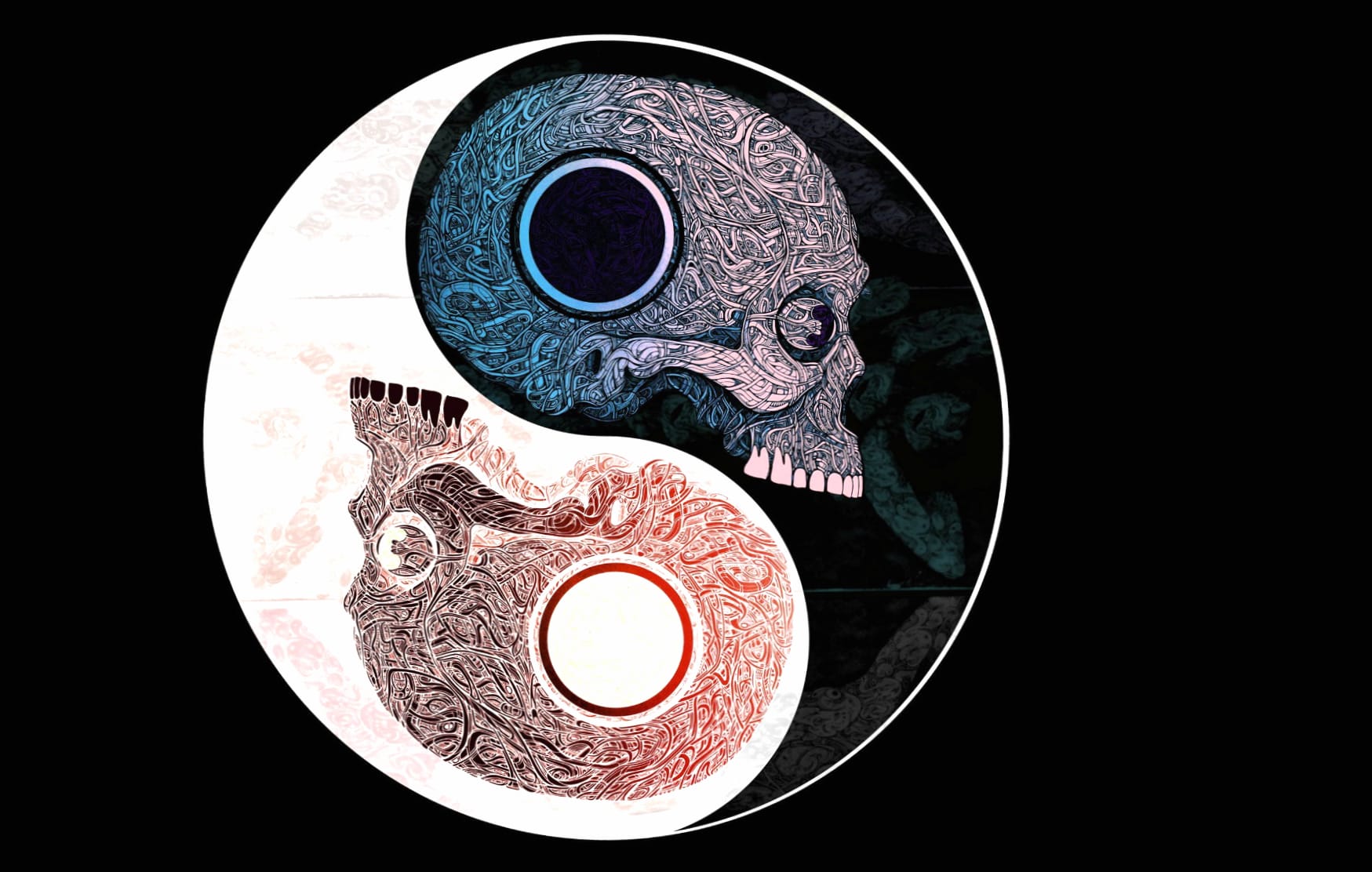 Yin & Yang Dark Skull wallpapers HD quality