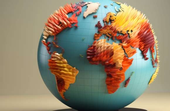 3D Globe Art HD Desktop Wallpaper