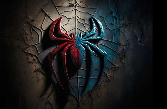 3d spider mark of spider man on grunjy old wall