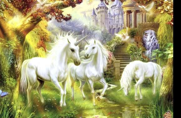 4K Fantasy Enchanted Unicorns Wallpaper