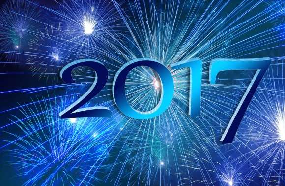4K Ultra HD Blue Fireworks - New Year 2017 Wallpaper