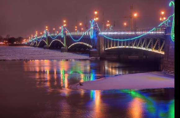 4K Ultra HD Christmas Bridge at Night