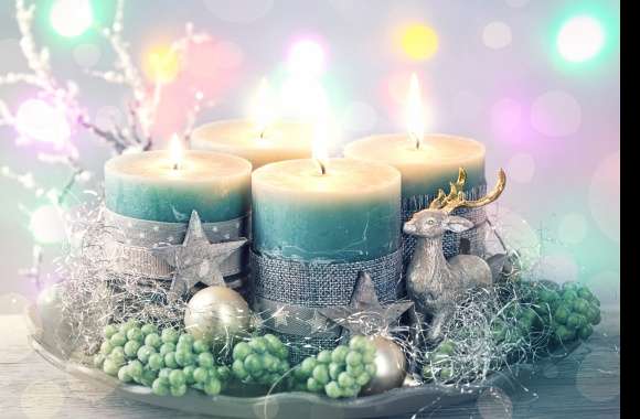 4K Ultra HD Christmas Candle Holiday Wallpaper