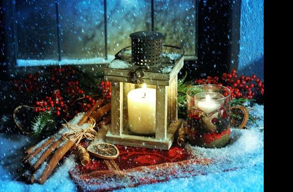 4K Ultra HD Christmas Candle Snowfall Wallpaper wallpapers hd quality