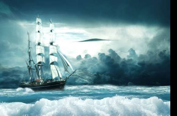 4K Ultra HD Fantasy Wave Sailing Wallpaper