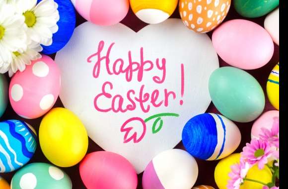 4K Ultra HD Happy Easter Colorful Eggs Wallpaper