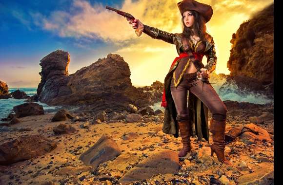 4K Ultra HD Pirate Woman Cosplay Wallpaper