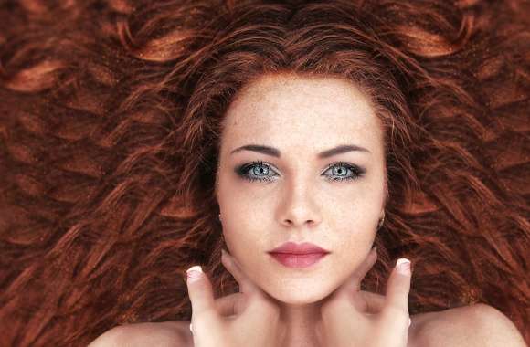 4K Ultra HD Redhead Model with Blue Eyes