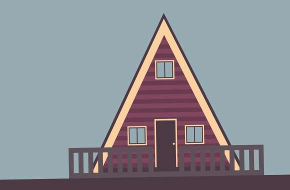 A-Frame Wooden House Vector Art