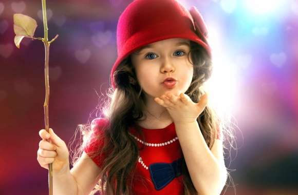 Adorable Girl in Red Hat -