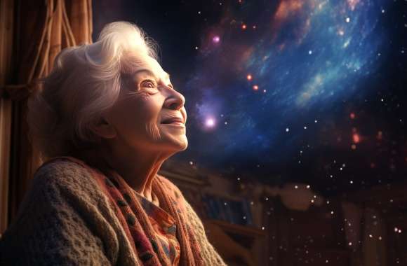 AI-Generated Cosmic Dreaming Grandmother wallpapers hd quality