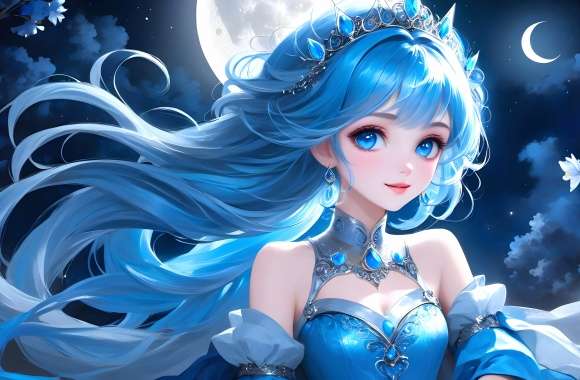 AI Art Anime Girl Night Moon Fantasy Anime Girl wallpapers hd quality