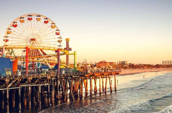 Amusement Park Ferris Wheel California Santa Monica USA Los Angeles Pier Photography Beach