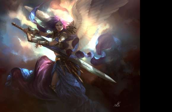 Angel Warrior in Battle - HD Fantasy Wallpaper wallpapers hd quality