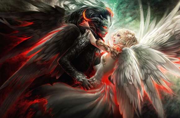 Angelic Love vs. Demonic Power HD Fantasy Wallpaper wallpapers hd quality