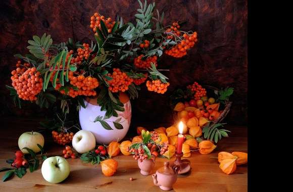Apricot Vase Leaf Apple Candle Fruit Pitcher Orange (Color) Berry Photography Still Life