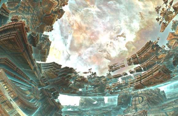 Aqua Space Shipyard - 3d Fractal Art