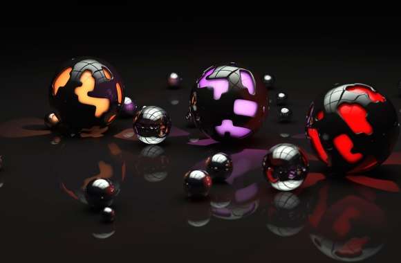 Artistic Black Spheres Stunning 3D