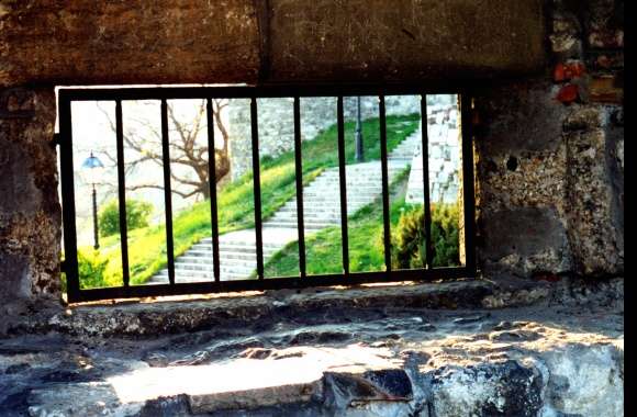 Artistic Capture Sunlit Prison Fence -