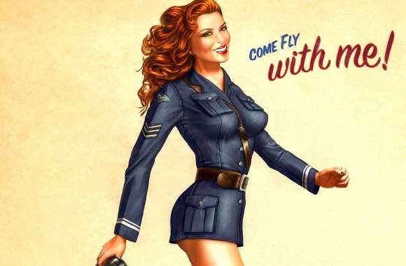 Artistic Pilot Pin-Up Come Fly With Me!