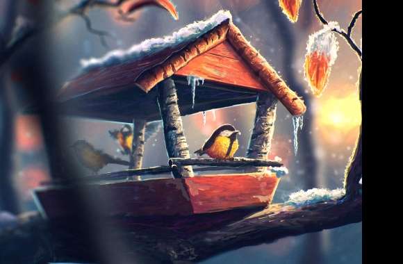 Artistic Snowy Bird Abode -