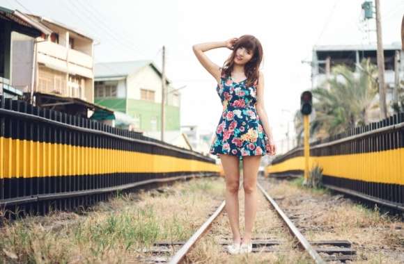 Asian Woman on Railway -