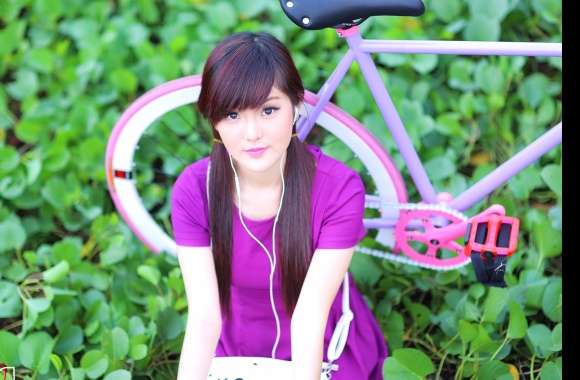 Asian Woman with Bicycle wallpapers hd quality