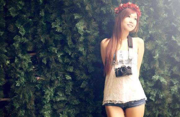 Asian Woman with Camera - wallpapers hd quality