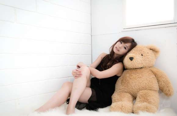 Asian Woman with Teddy Bear -