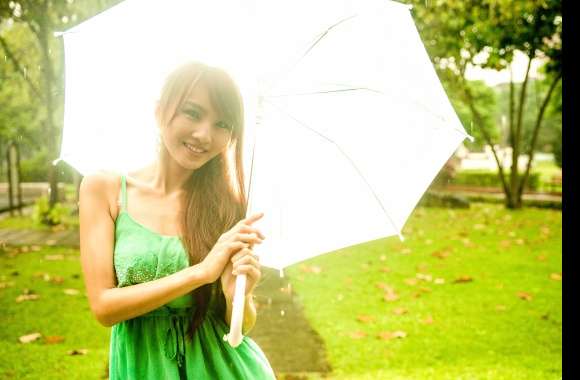 Asian Woman with Umbrella -