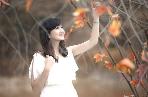 Autumn Serenity - Asian Woman