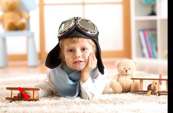 Aviator Helmet Blue Eyes Teddy Bear Toy Little Boy Depth Of Field Photography Child