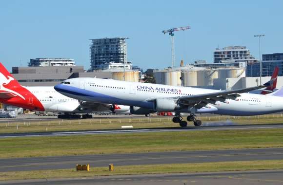 B-18360 China Airways Airbus A330-302 Touching Down At Sydney Airport