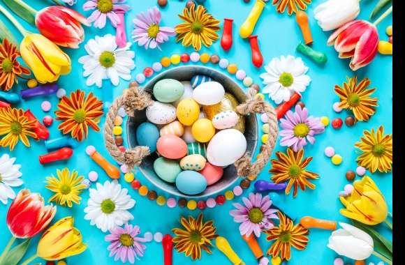Balloon Colorful Tulip Colors Flower Easter Egg Still Life Holiday Easter
