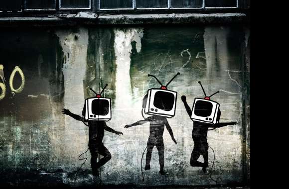 Banksy TV Head Graffiti -