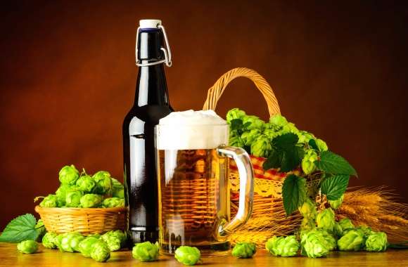 Basket Hop Bottle Glass Drink Alcohol Beer Photography Still Life