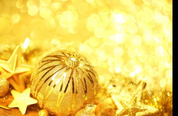 Bauble Christmas Ornaments Star Golden Bokeh Holiday Christmas