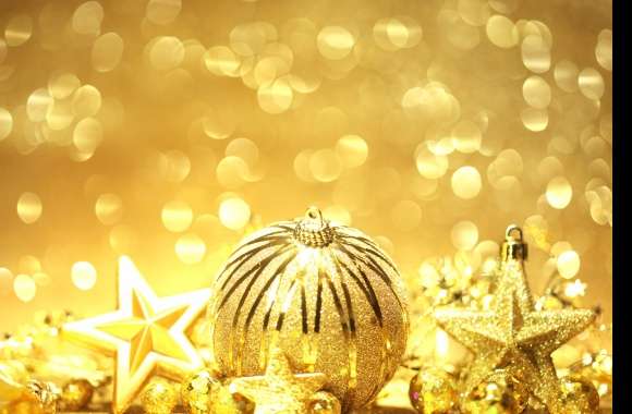 Bauble Star Golden Bokeh Christmas Ornaments Holiday Christmas wallpapers hd quality