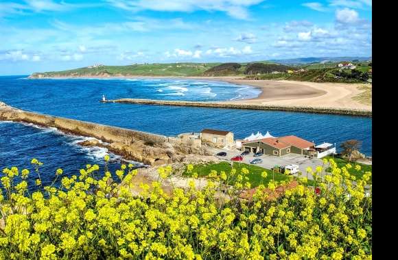 Beach Rapeseed Sea Ocean House Spain Cantabria Coast Earth Photography Coastline