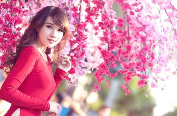 Beautiful Woman in Blossom - wallpapers hd quality