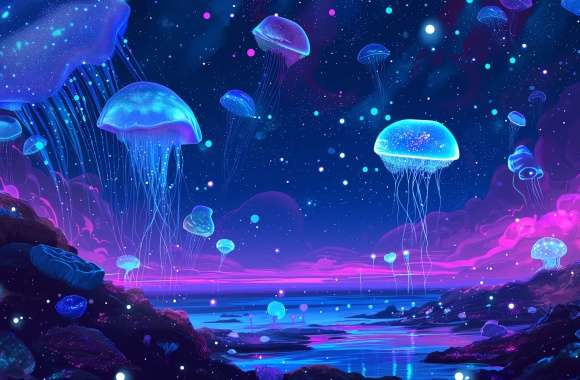 Bioluminescent Fantasy Jellyfish wallpapers hd quality