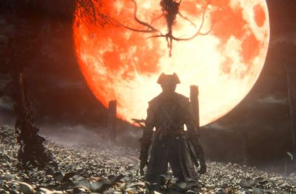 Bloodborne Warrior Under Blood Moon