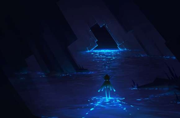 Blue Dark Water Fantasy Cave wallpapers hd quality