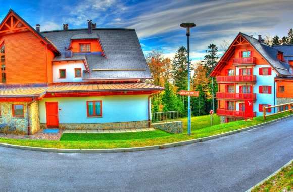 Blue Orange (Color) Colorful House Street Slovenia Photography HDR
