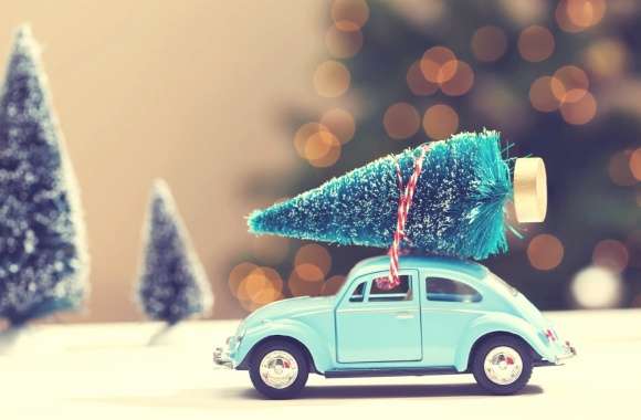 Bokeh Car Toy Holiday Christmas Wallpaper