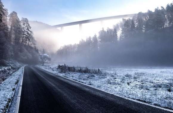 Bridge Fog Road Photography Winter