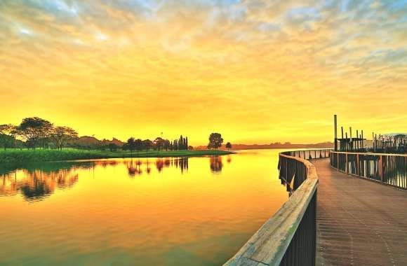 Bridge Lake Nature Sky Cloud Landscape River Photography Sunset wallpapers hd quality