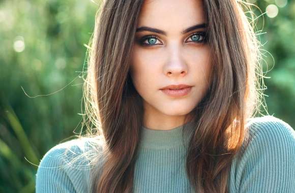 Brunette Beauty with Green Eyes