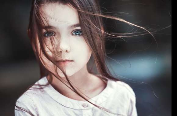 Brunette Blue Eyes Little Girl Photography Child